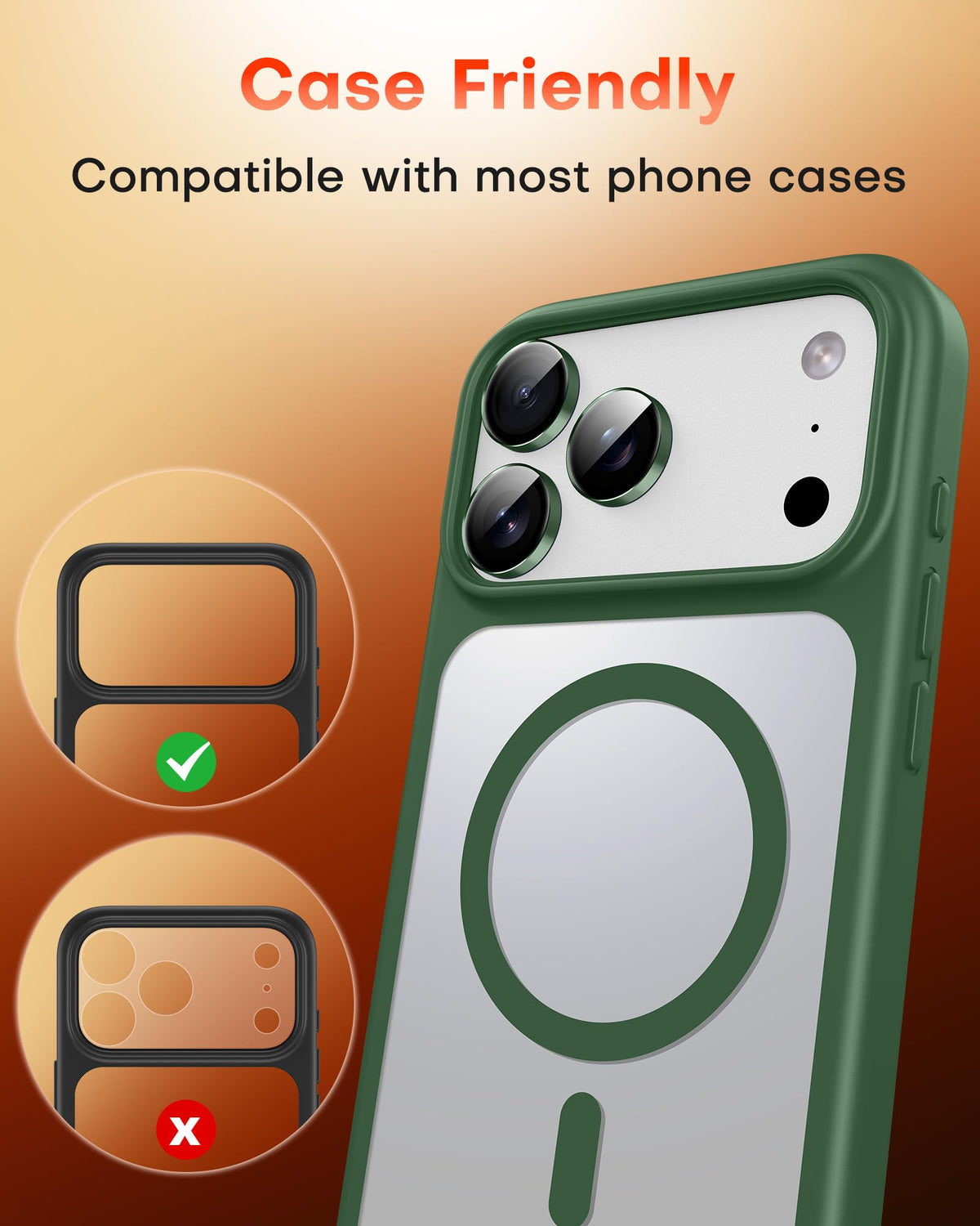 TOCOL Camera Lens Protector for iPhone 17 Pro Max/iPhone 17 Pro Tempered Glass HD Individual Scratch Resistant Camera Cover Accessories Case Friendly 2 Pack（Alpine Green）