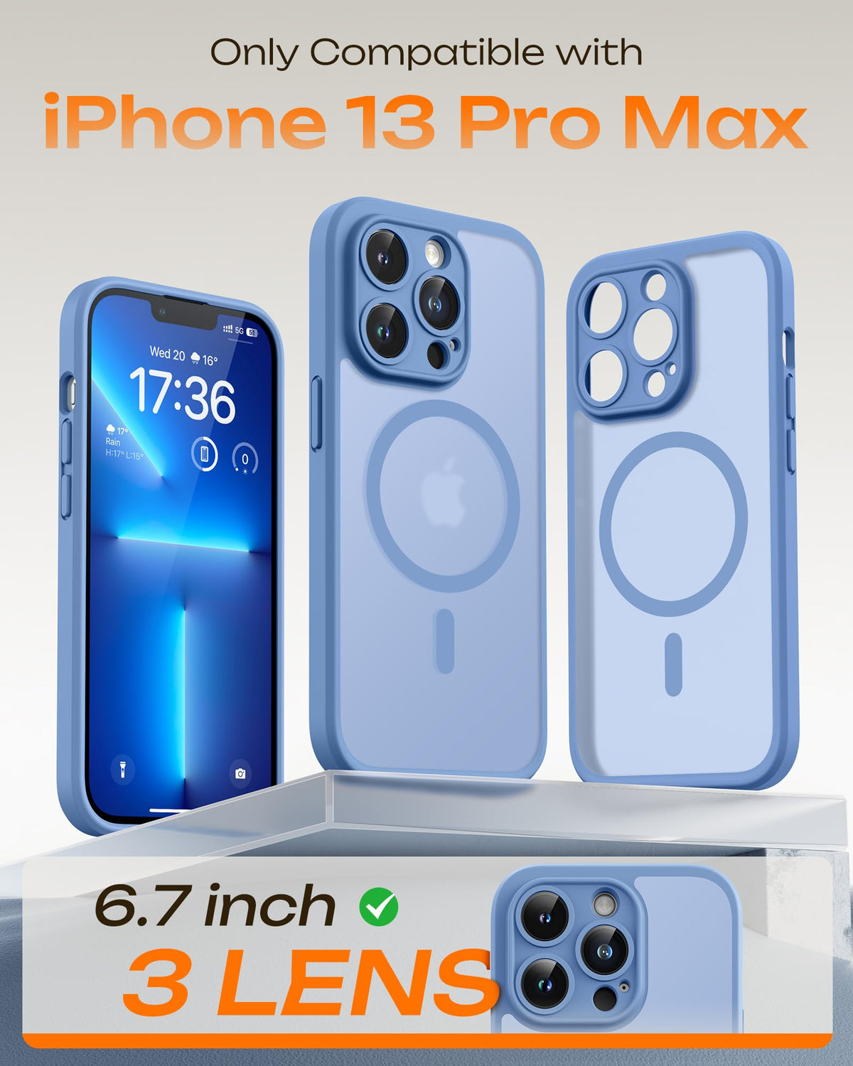 TOCOL for iPhone 13 Pro Max Case, Compatible with MagSafe, Light Blue