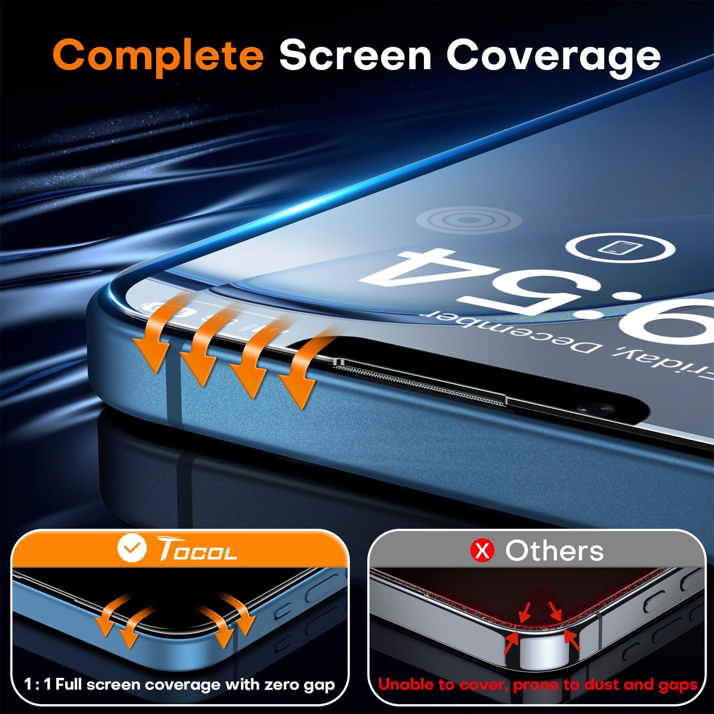 TOCOL for iPhone 13 Mini Screen Protector, Clear