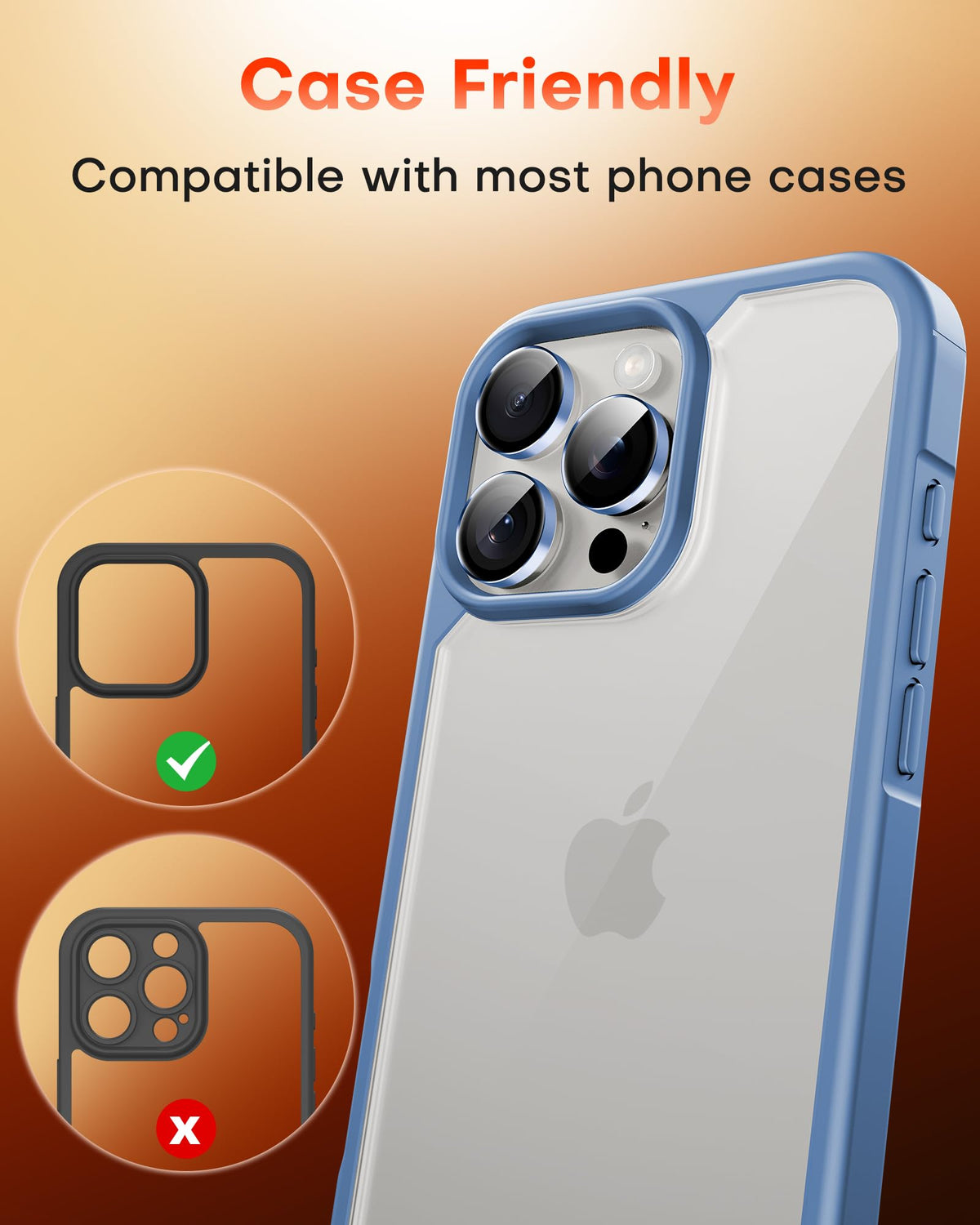 TOCOL for iPhone 15 Pro Max Camera Lens Protector/iPhone 15 Pro Camera Lens Protector Tempered Glass HD Individual Scratch Resistant Cover Accessories Case Friendly 2 Pack（Light Blue）