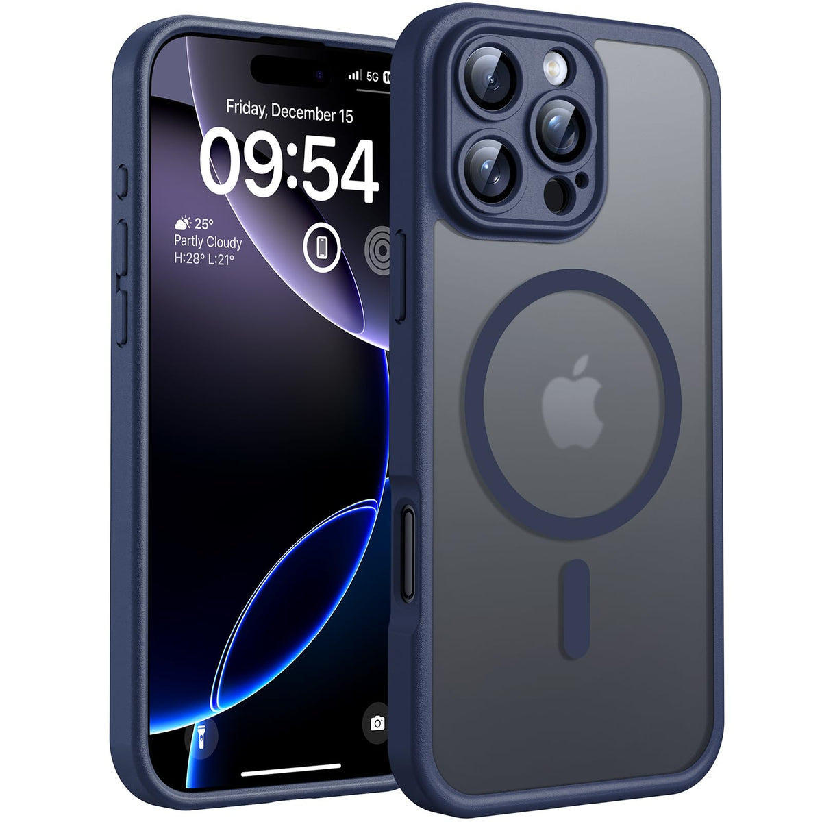 TOCOL Magnetic for iPhone 16 Pro Max Case 6.9-Inch, Fit for MagSafe, Upgraded [Full Camera Protection], [14FT Military Grade Drop Tested] Shockproof Translucent Matte Back Phone Cover (Dark Blue)