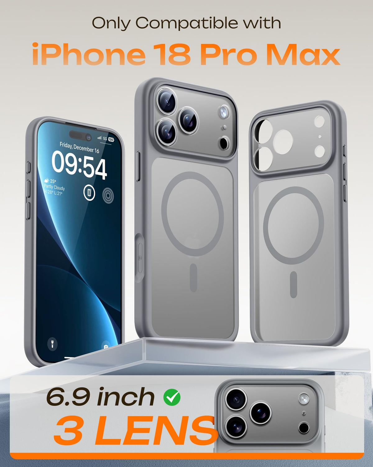 TOCOL for iPhone 18 Pro Max Case, Compatible with MagSafe, Gray