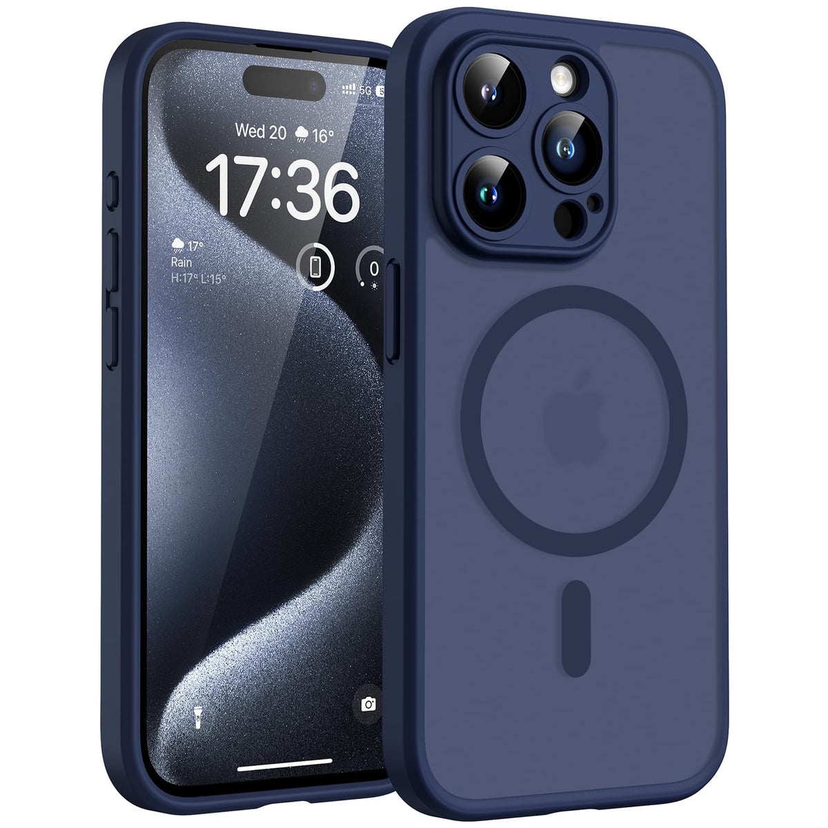 TOCOL for iPhone 15 Pro Max Case, Compatible with MagSafe, Dark Blue