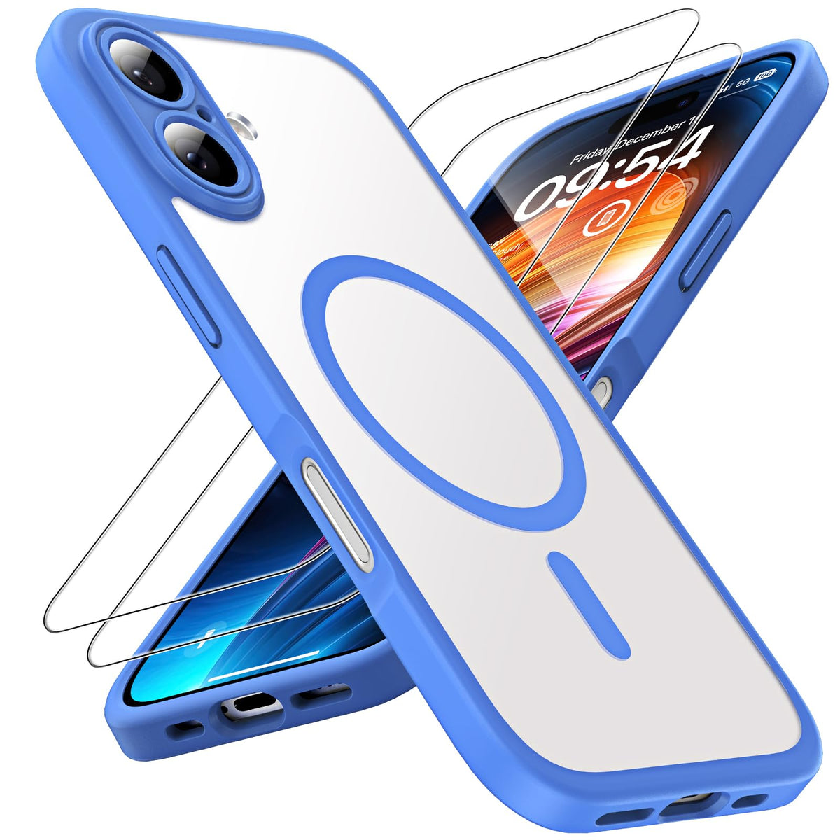 TOCOL Magnetic for iPhone 16 Case 6.1-Inch, Fit for MagSafe, Upgraded [Full Camera Protection], [14FT Military Grade Drop Tested] Shockproof Slim Translucent Matte Back Phone Cover (Ultramarine)
