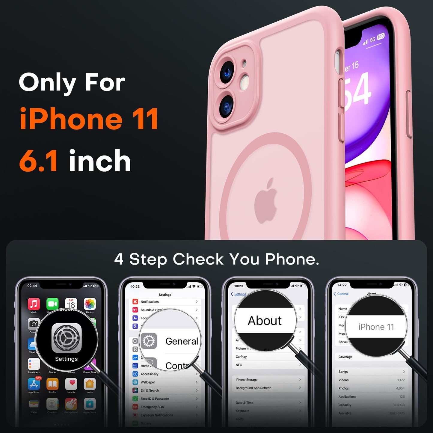 TOCOL for iPhone 11 Phone Case, Compatible with Magsafe Charger, Full Camera Protection, Drop Protection, Translucent Matte for iPhone 11 Case 6.1 inch (Midnight Purple)