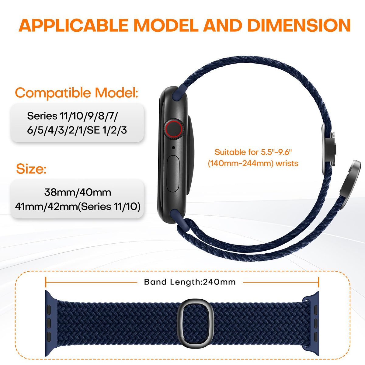 TOCOL Compatible with Apple Watch Bands for Women Men Braided Stretchy Band