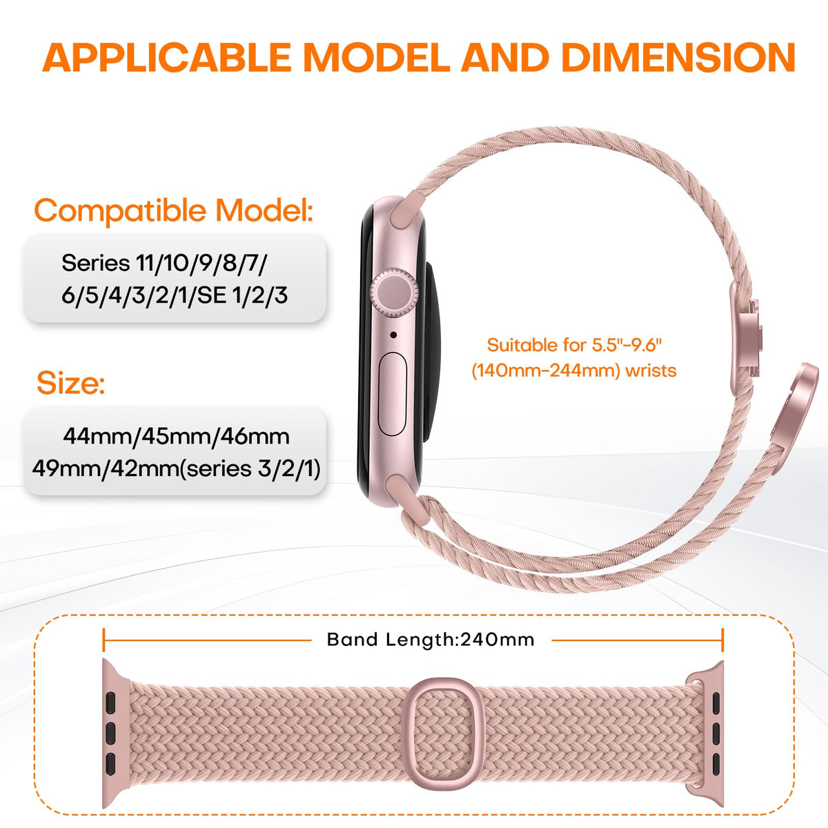TOCOL Compatible with Apple Watch Bands for Women Men Braided Stretchy Band