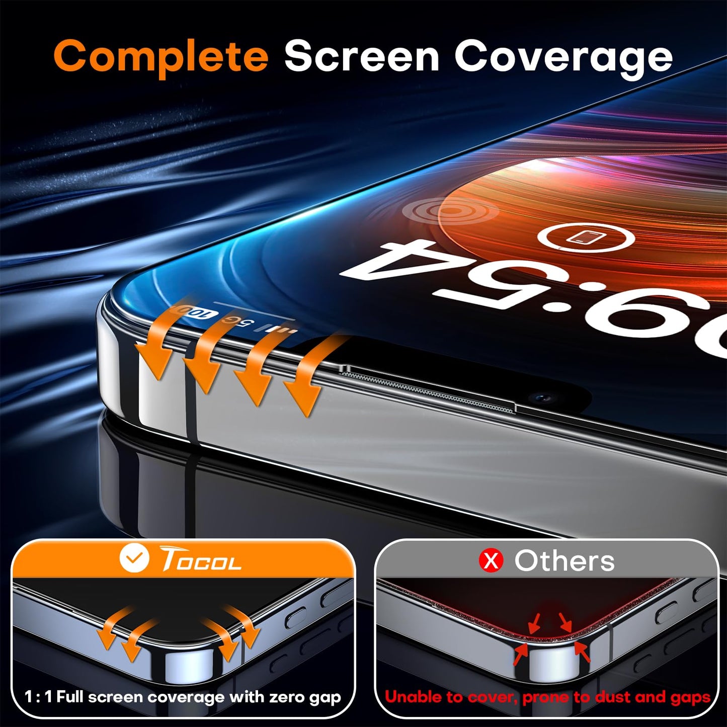 TOCOL for iPhone 12 Pro Max Screen Protector, Clear