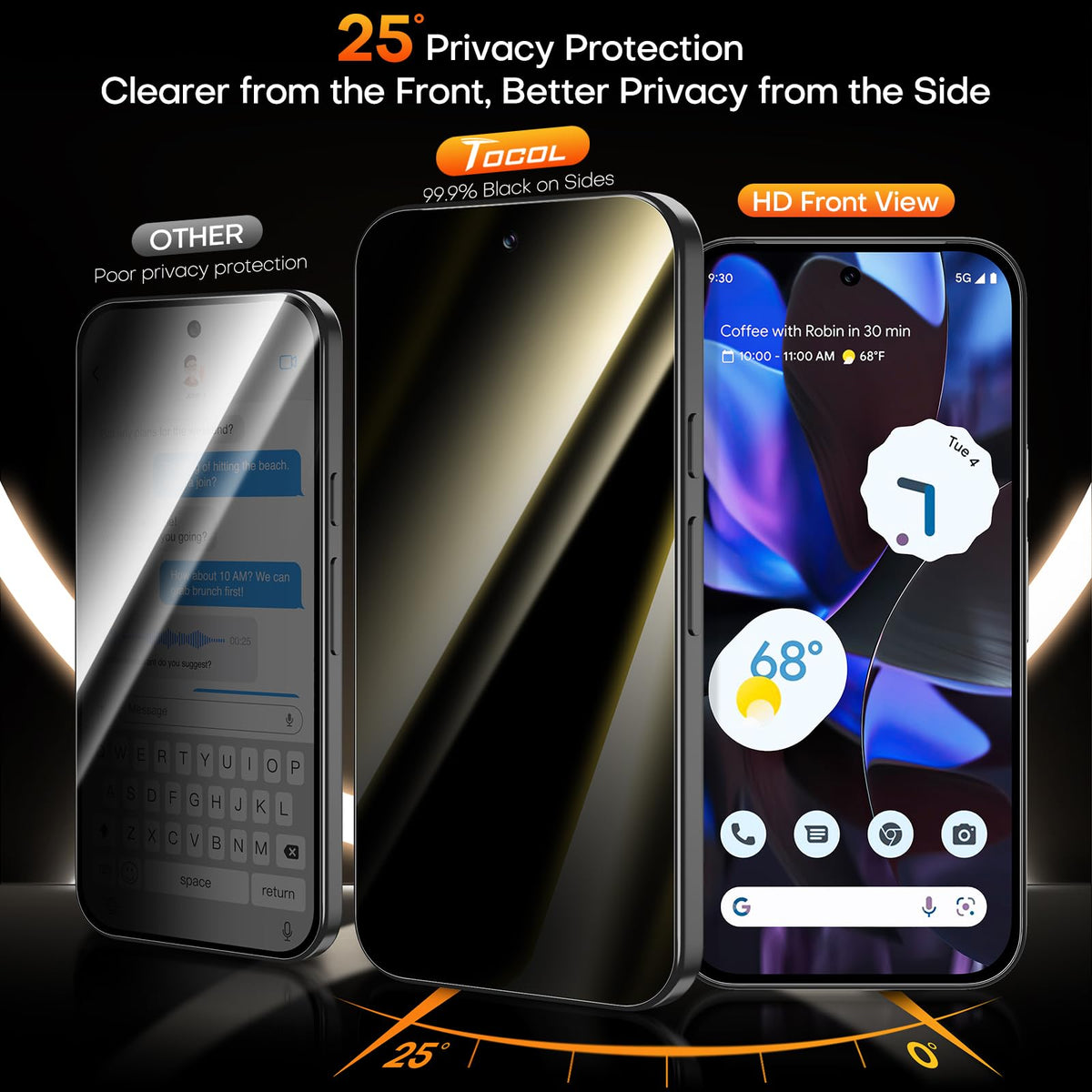 TOCOL for Pixel 9 Pro XL Privacy Screen Protector