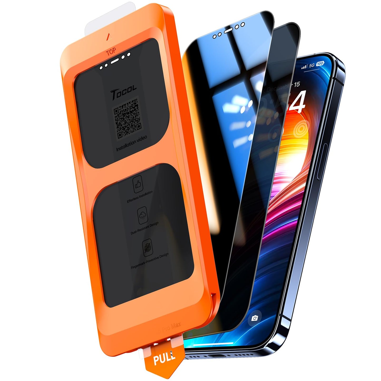 TOCOL for iPhone 12 Pro Max Privacy Screen Protector [True 25°Anti Spy], [9H+ Hardness] Tempered Glass for iPhone iPhone 12 Pro Max Full Coverage Screen Protector, Easy Installation, 2 Pack