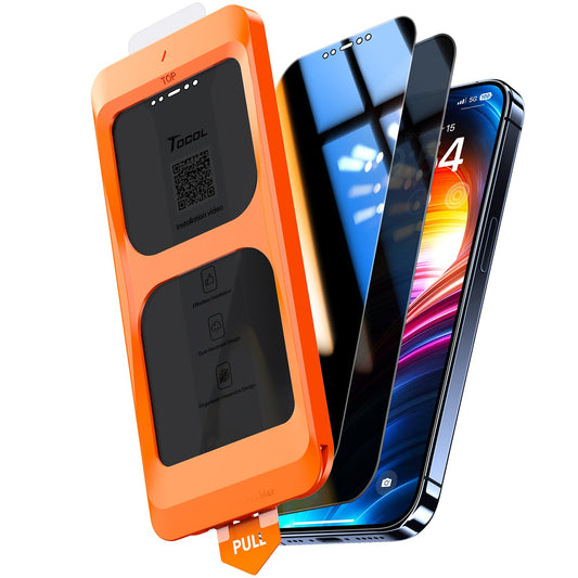 TOCOL for iPhone 12 Pro Max Privacy Screen Protector [True 25°Anti Spy], [9H+ Hardness] Tempered Glass for iPhone iPhone 12 Pro Max Full Coverage Screen Protector, Easy Installation, 2 Pack
