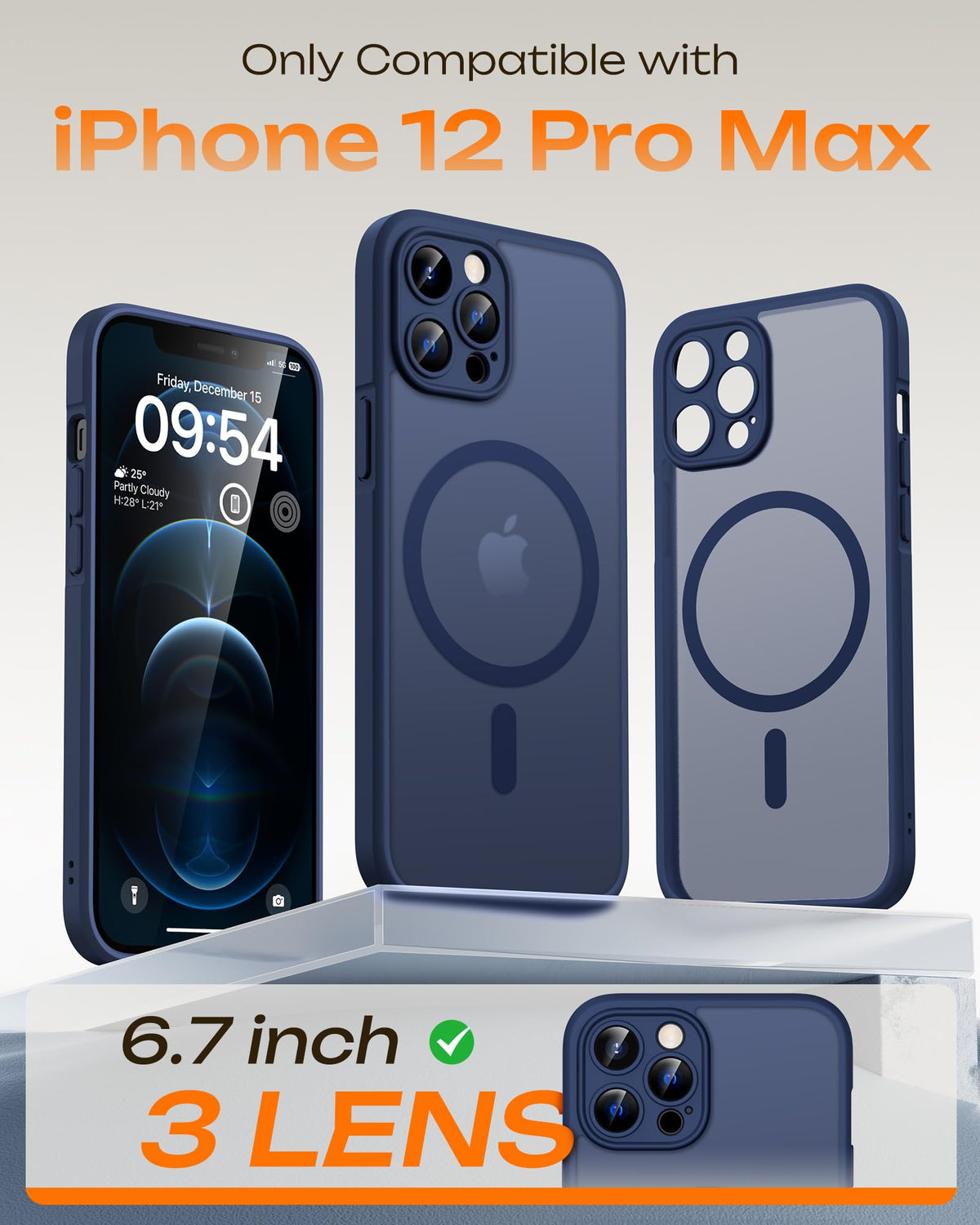 TOCOL for iPhone 12 Pro Max Case, Compatible with MagSafe, Dark Blue