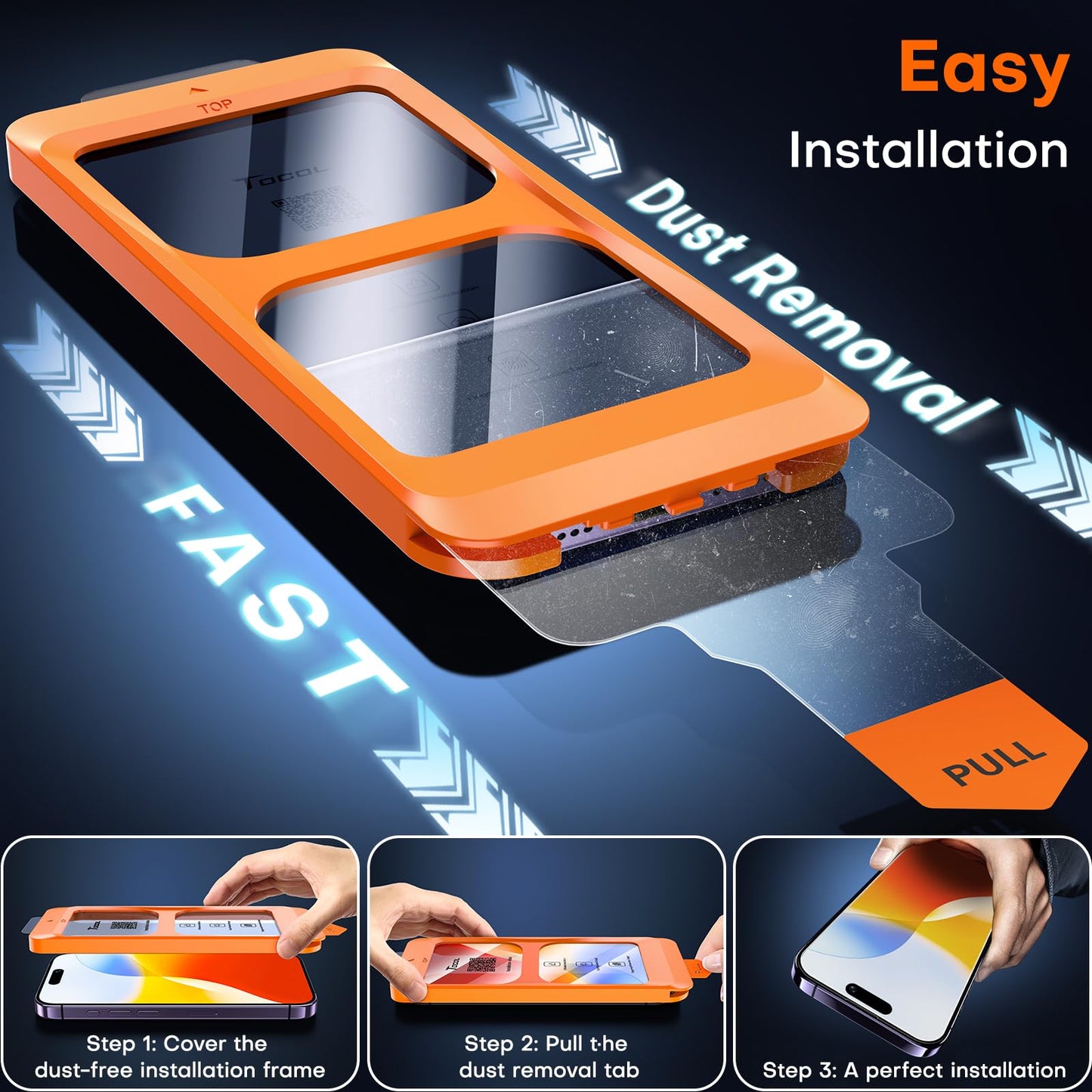TOCOL for iPhone 14 Pro Screen Protector, Clear