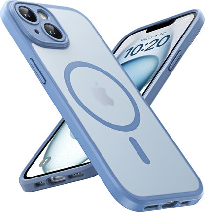 TOCOL Magnetic for iPhone 15 Case 6.1-Inch, Fit for MagSafe, Upgraded Full Camera Protection, 14FT Military Grade Shockproof Thin Slim Frosted Translucent Matte Back Phone Cover (Titan Gray)