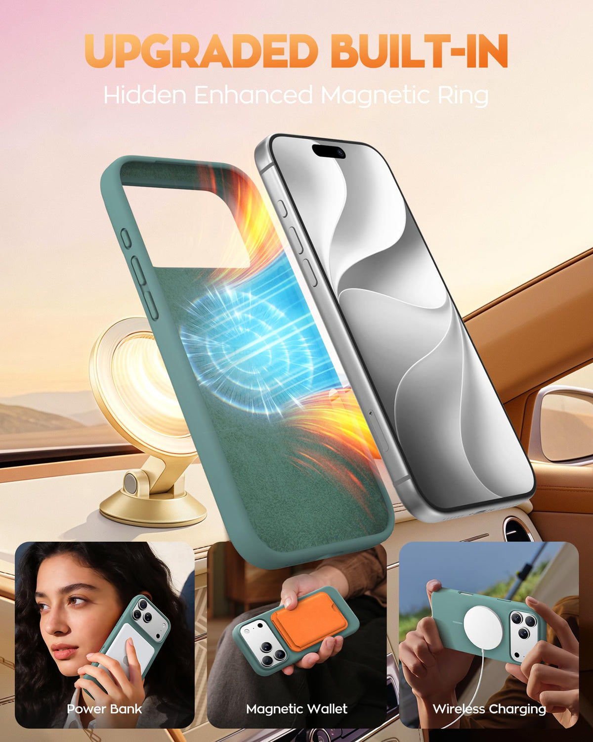 TOCOL Magnetic for iPhone 17 Pro Max Case Liquid Silicone, Midnight Green