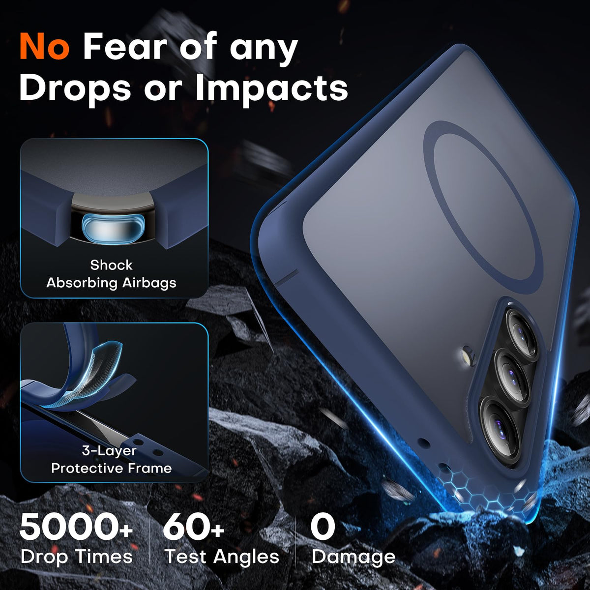 TOCOL for Samsung Galaxy S24 FE Case, Compatible with MagSafe, Blue
