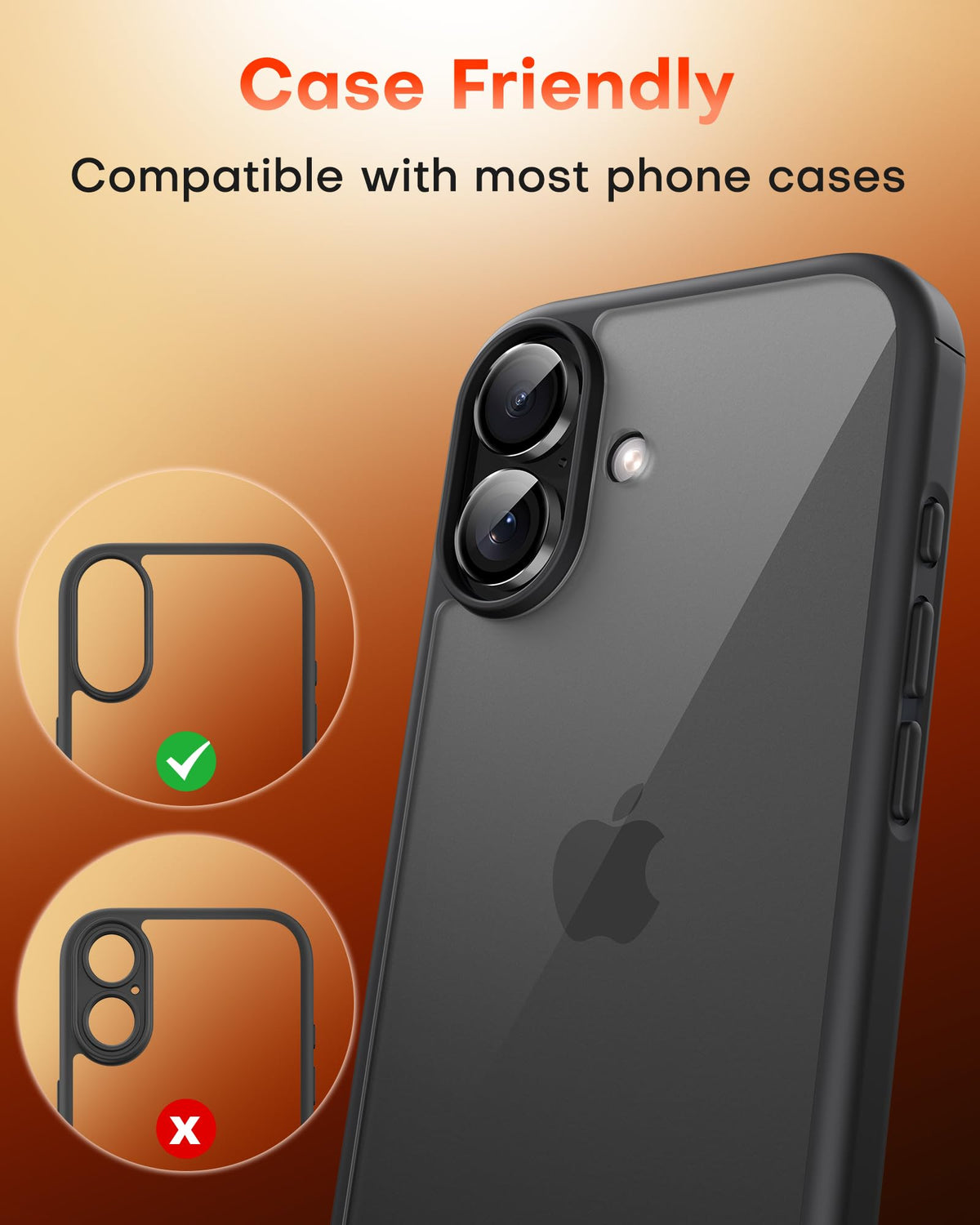 TOCOL Camera Lens Protector for iPhone 17 Tempered Glass HD Individual Scratch Resistant Camera Cover Accessories Case Friendly 2 Pack（Black）