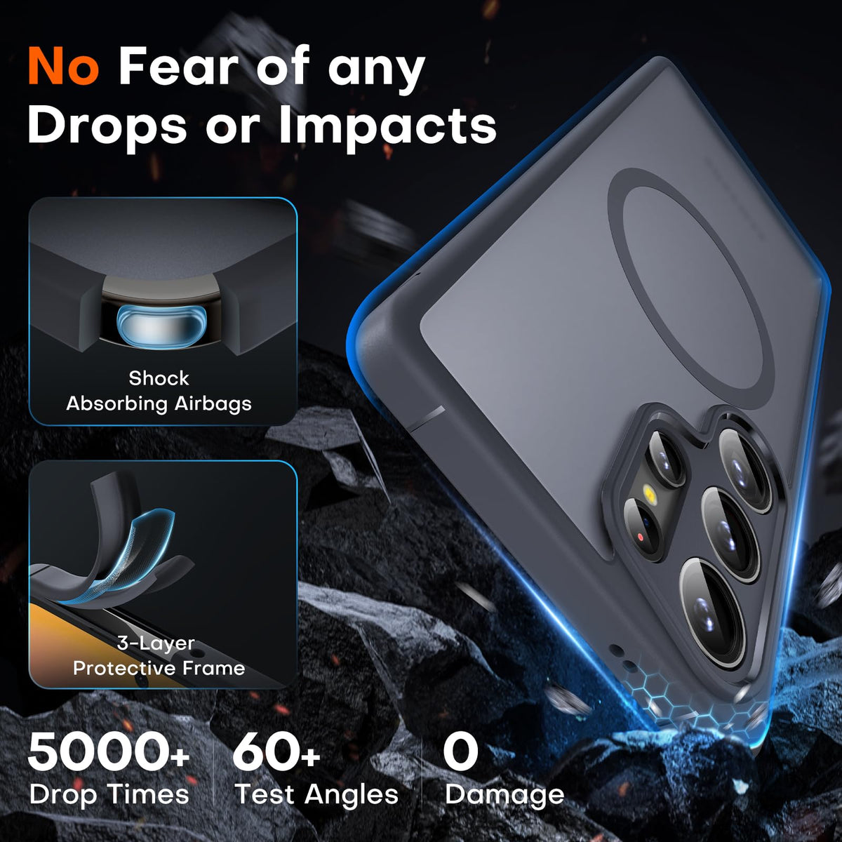 TOCOL for Samsung Galaxy S25 Ultra Case, Compatible with MagSafe, Black