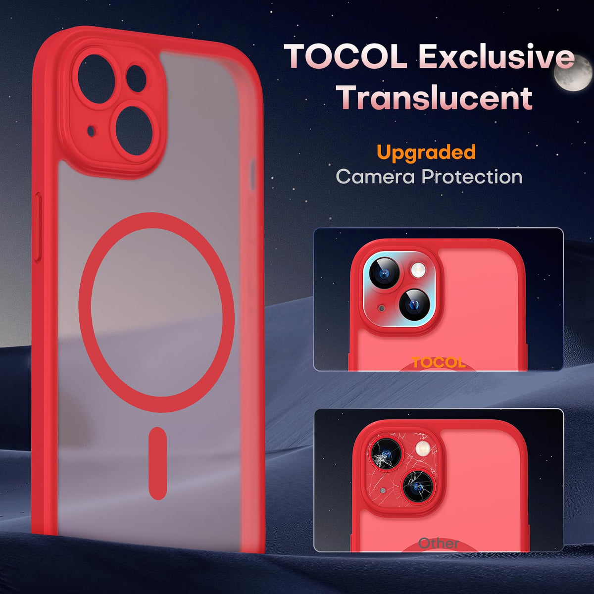 TOCOL for iPhone 13 Case, Compatible with MagSafe, Red
