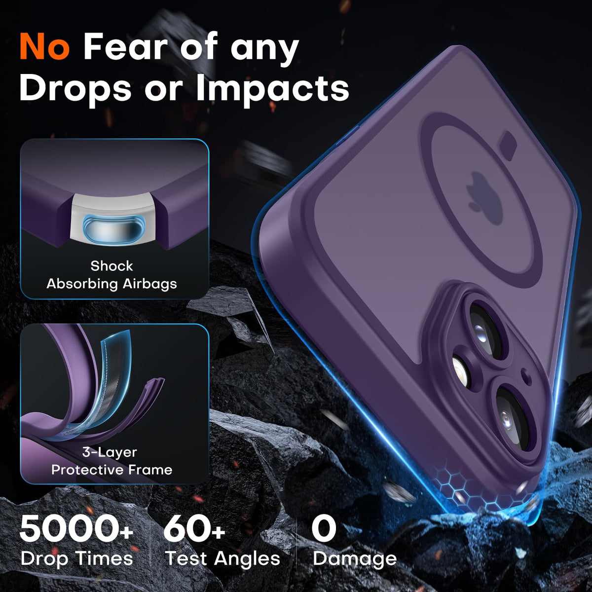 TOCOL for iPhone 14 Case, Compatible with MagSafe, Midnight Purple