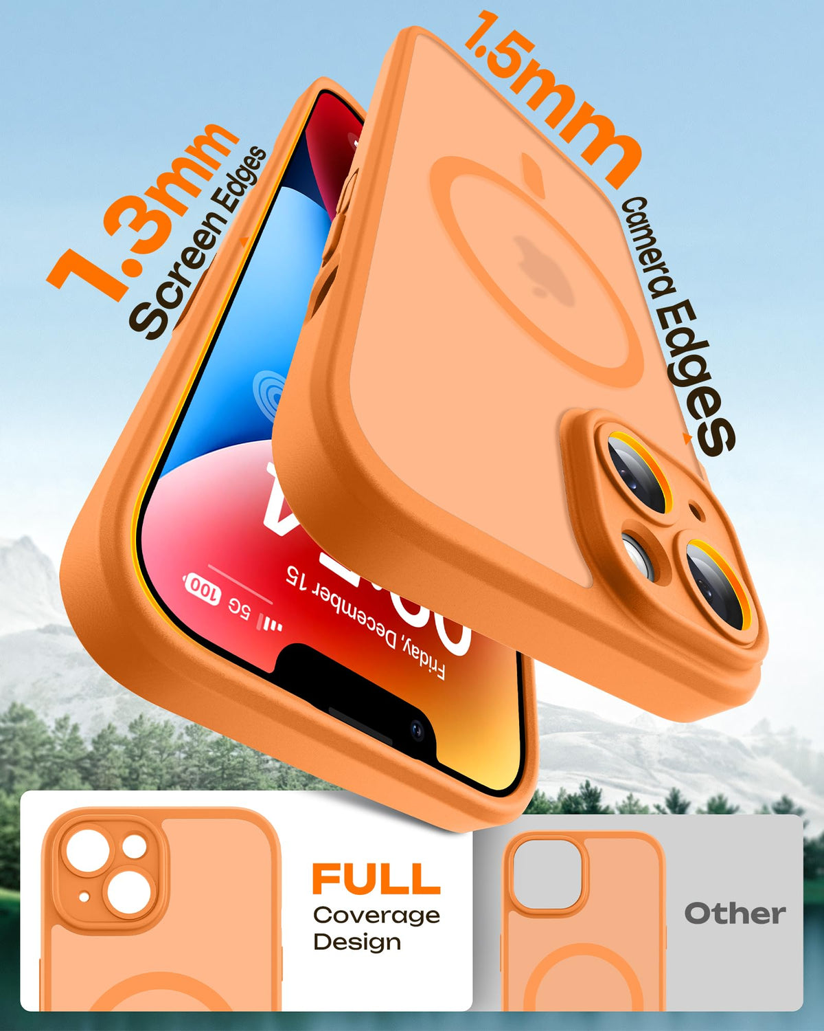 TOCOL for iPhone 14 Case, Compatible with MagSafe, Orange
