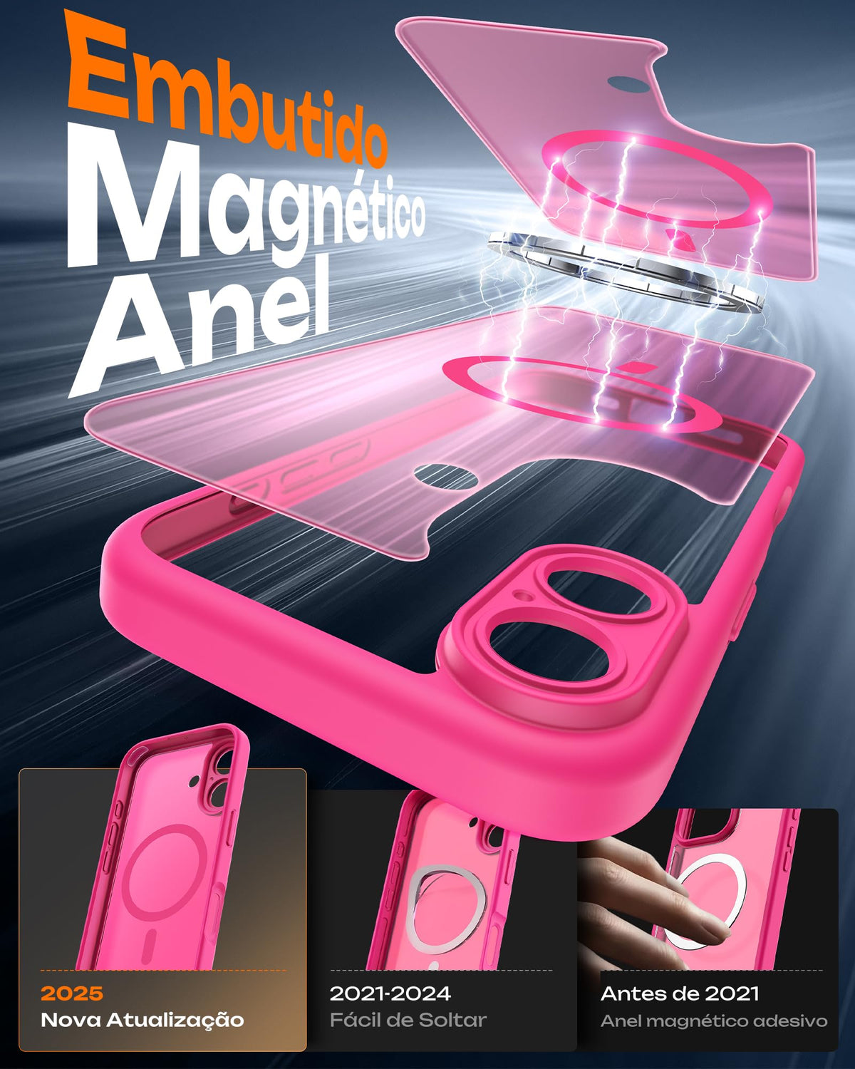 TOCOL for iPhone 17 Case, Compatible with MagSafe, Hot Pink