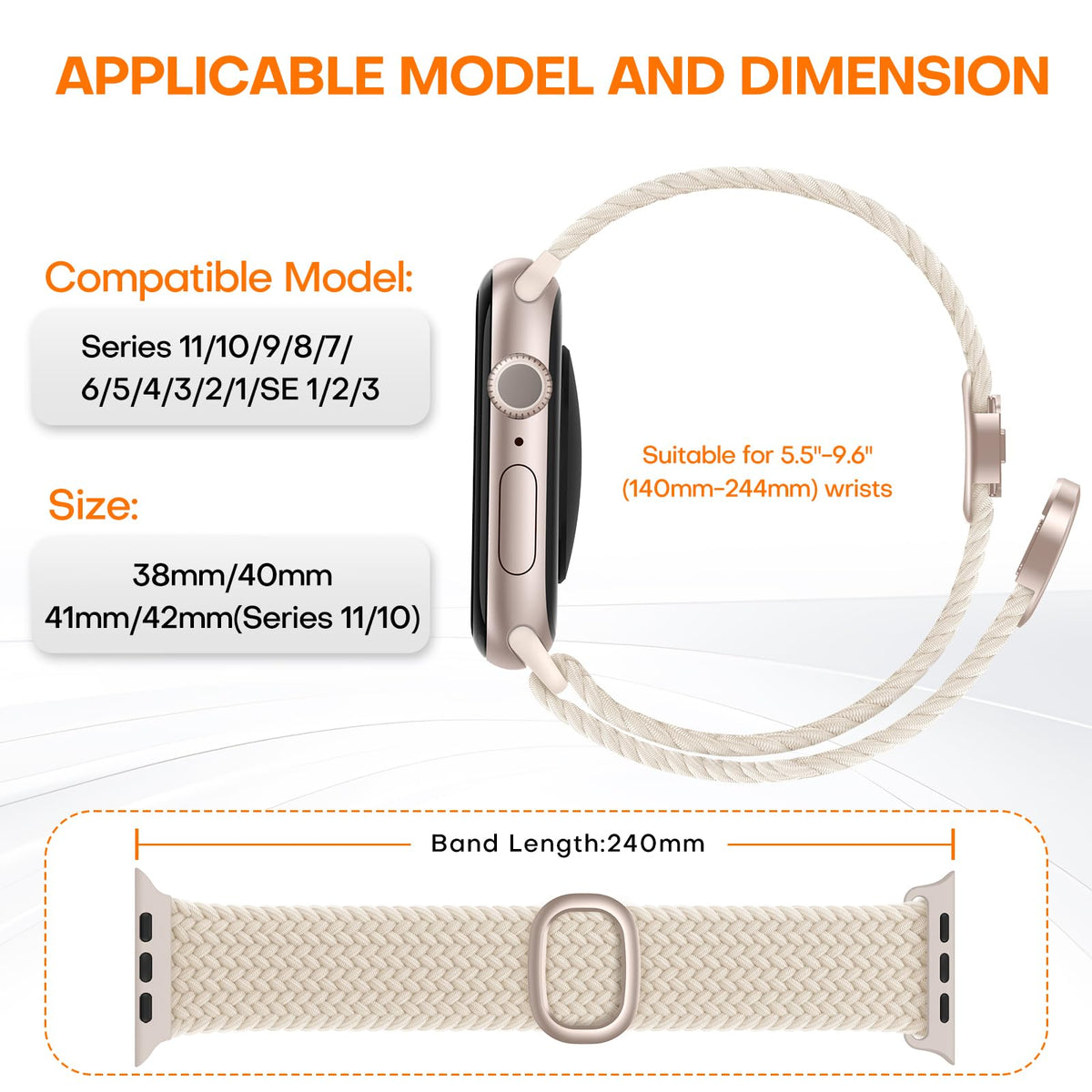 TOCOL Compatible with Apple Watch Bands for Women Men Braided Stretchy Band