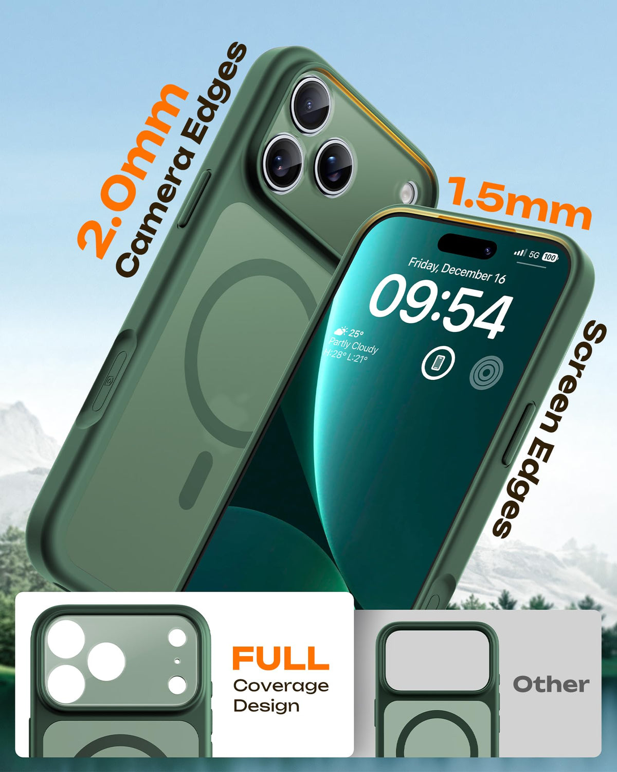 TOCOL for iPhone 18 Pro Case, Compatible with MagSafe, Alpine Green
