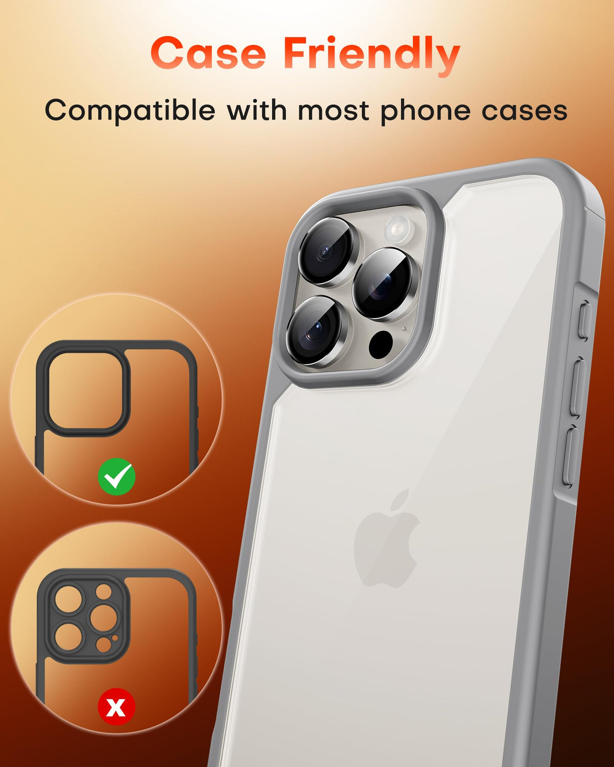 TOCOL for iPhone 16 Pro Max Camera Lens Protector/iPhone 16 Pro Camera Lens Protector Tempered Glass HD Individual Scratch Resistant Cover Accessories Case Friendly 2 Pack（Gray）