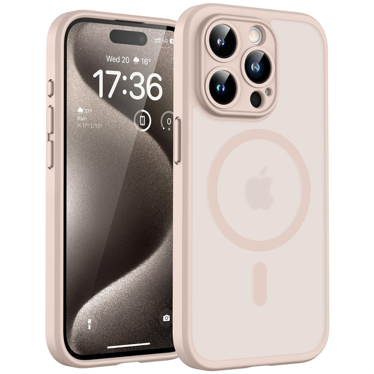 TOCOL Magnetic for iPhone 15 Pro Case, Upgraded Full Camera Protection, Compatible with Magsafe, Drop Protection, Translucent Matte Back Bumper Phone Cover 6.1-Inch (Desert)