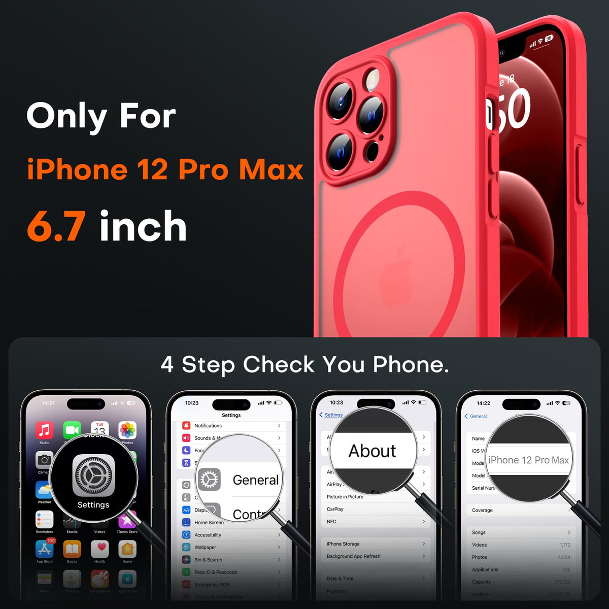 TOCOL for iPhone 12 Pro Max Case, Compatible with MagSafe, Red