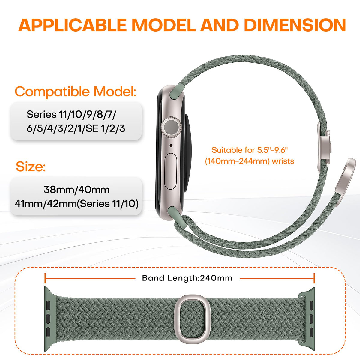 TOCOL Compatible with Apple Watch Bands for Women Men Braided Stretchy Band