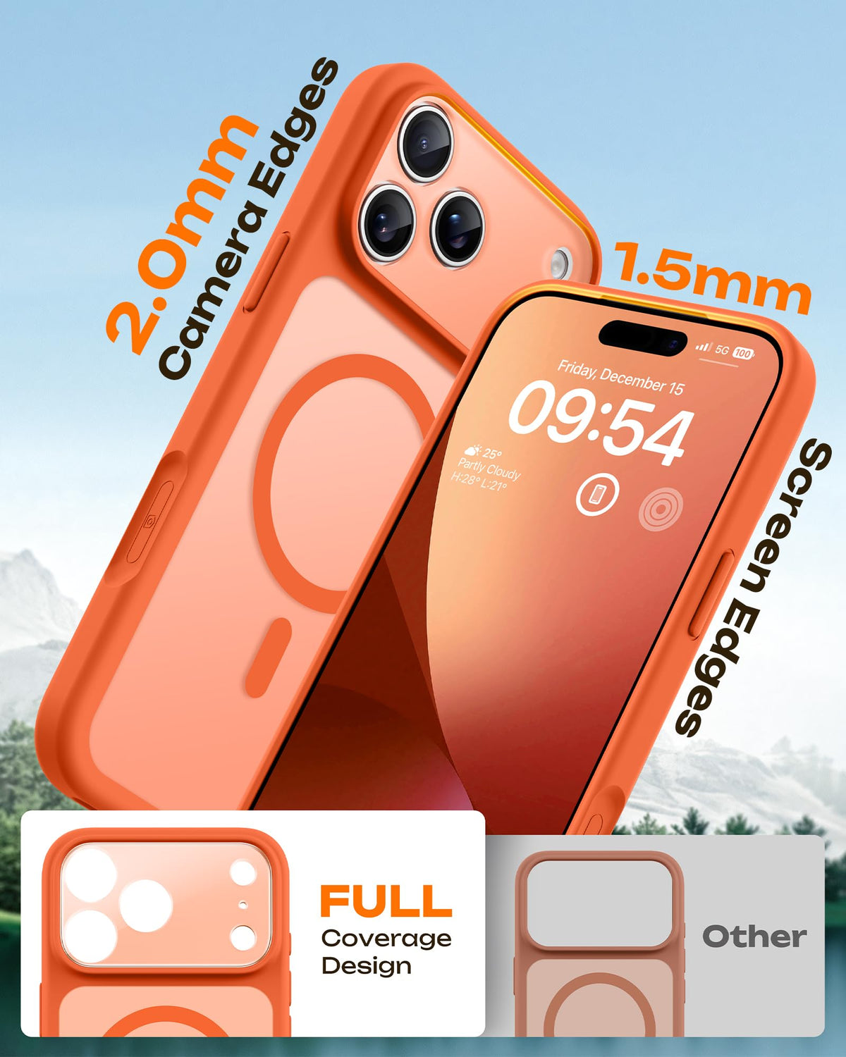 TOCOL for iPhone 18 Pro Case, Compatible with MagSafe, Orange