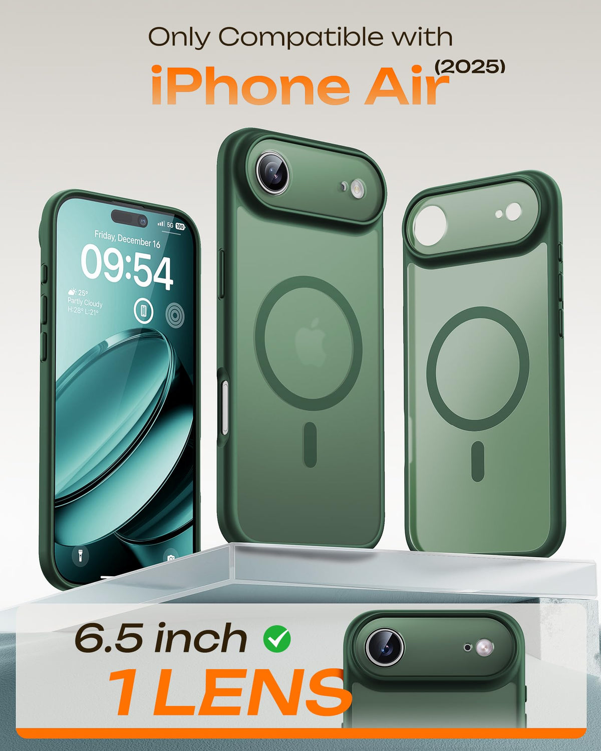 TOCOL for iPhone Air Case, Compatible with MagSafe, Alpine Green