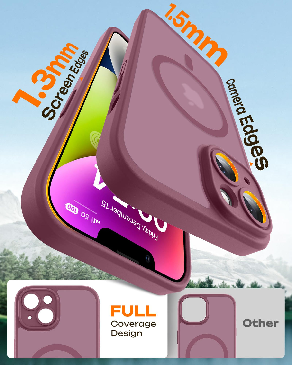 TOCOL for iPhone 14 Case, Compatible with MagSafe, Plum