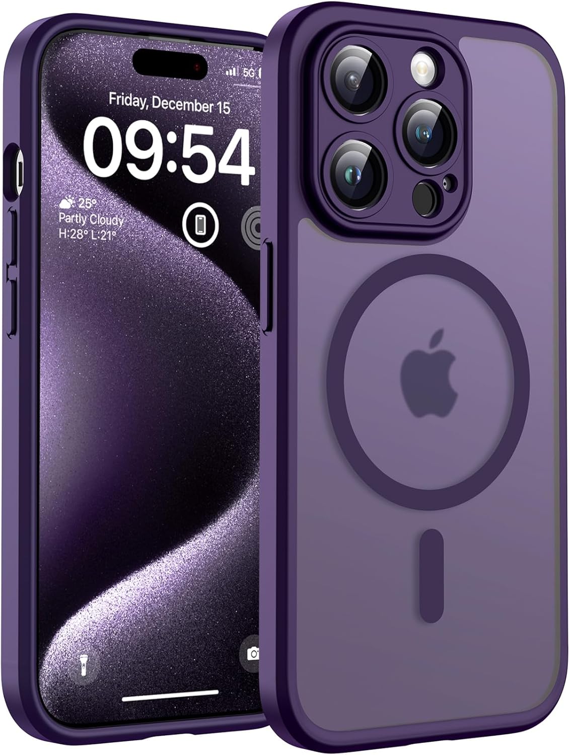 TOCOL Magnetic for iPhone 15 Case 6.1-Inch, Fit for MagSafe, Upgraded Full Camera Protection, 14FT Military Grade Shockproof Thin Slim Frosted Translucent Matte Back Phone Cover (Titan Gray)