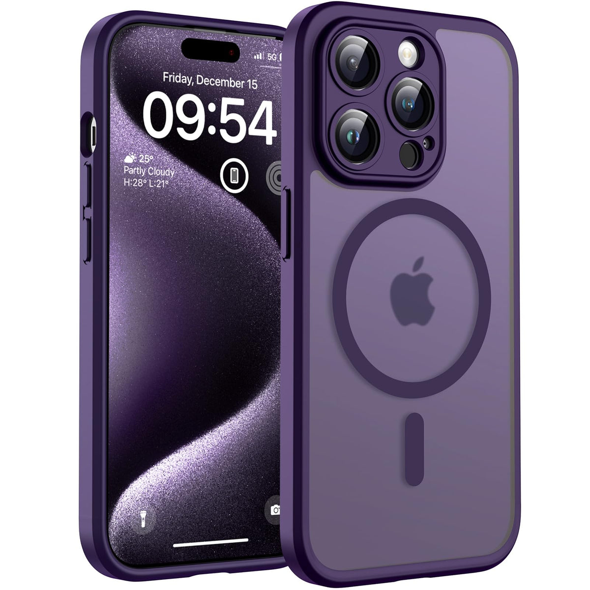 TOCOL for iPhone 15 Pro Max Case, Compatible with MagSafe, Mdnight Purple