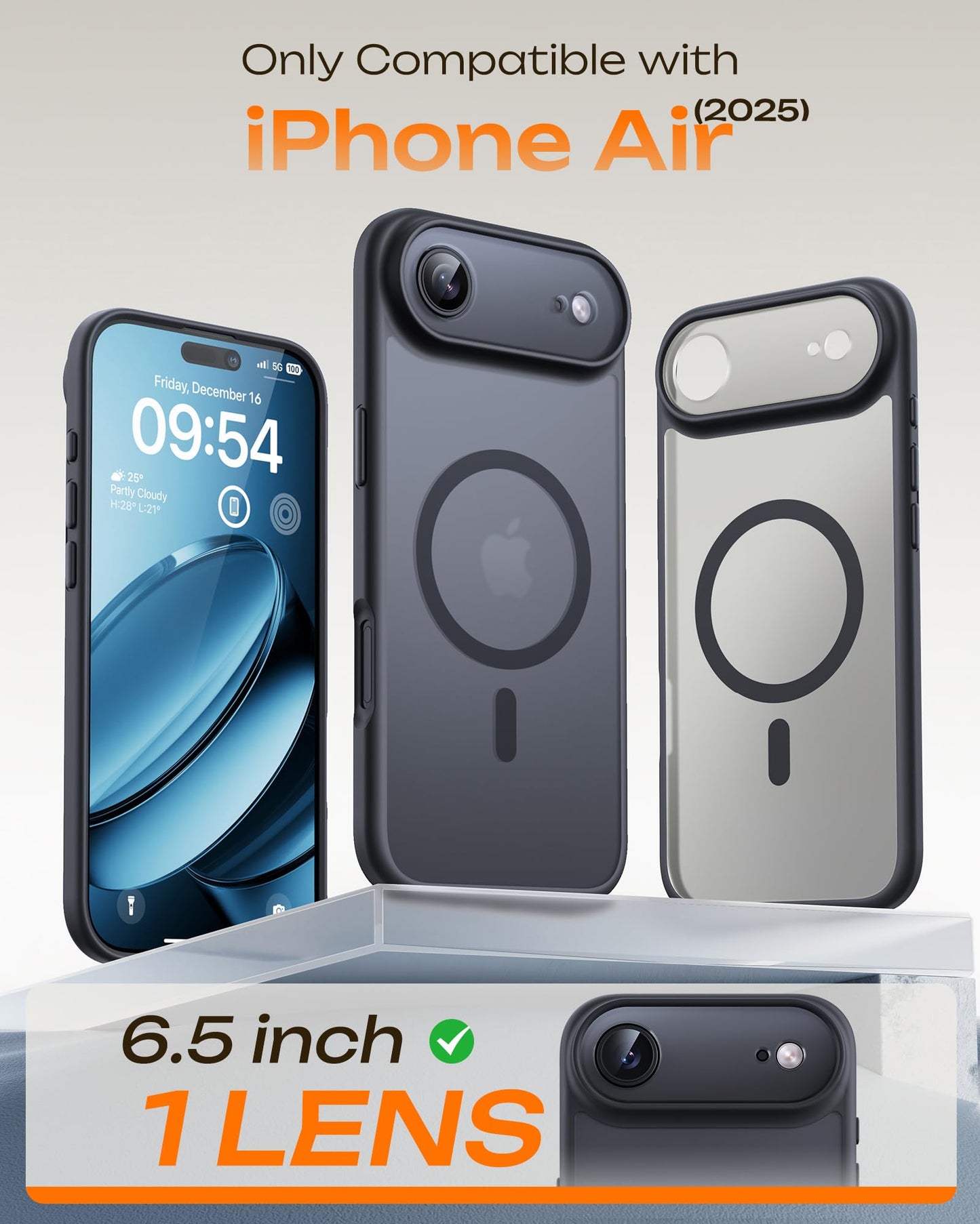 TOCOL for iPhone Air Case, Compatible with MagSafe, Black