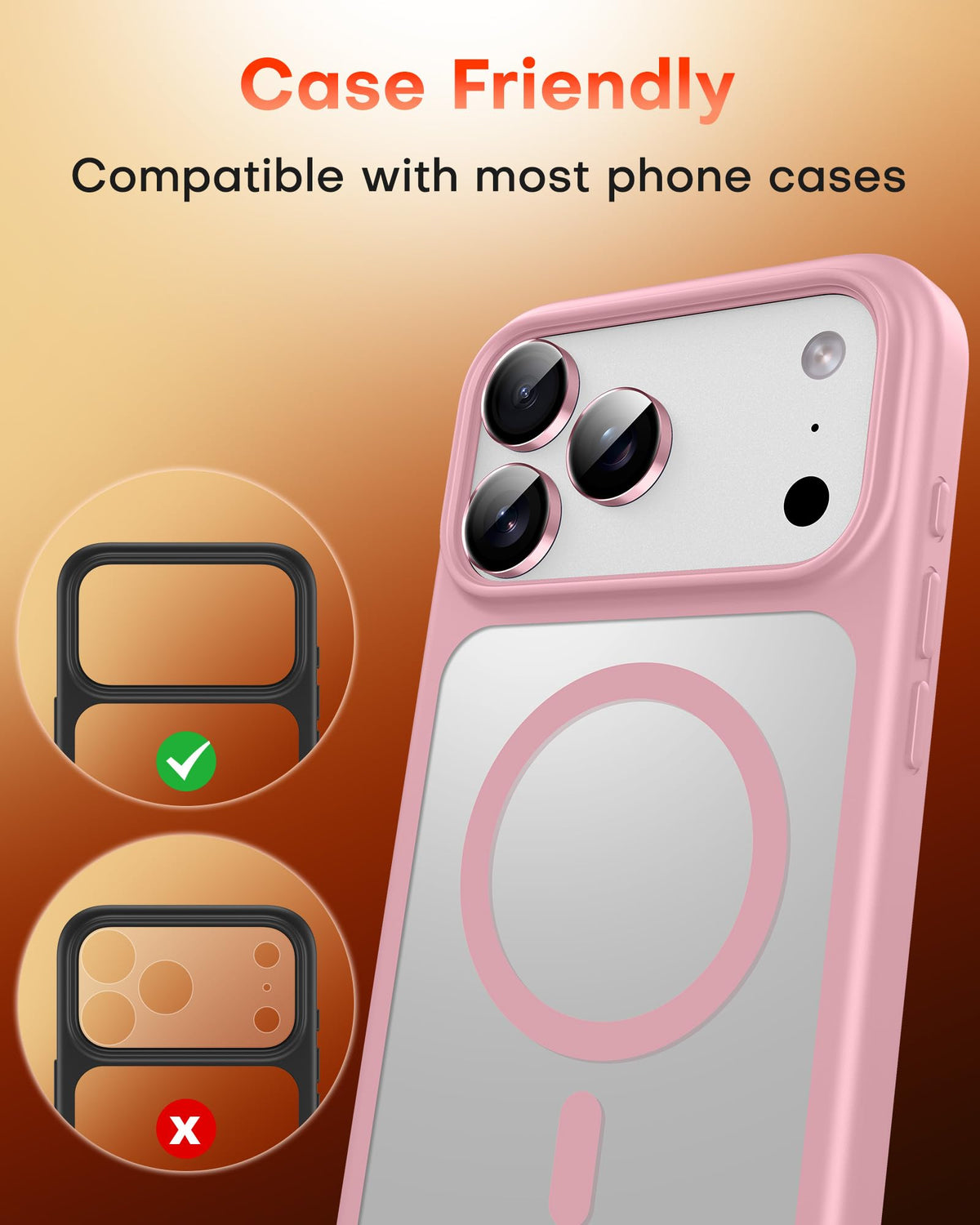 TOCOL Camera Lens Protector for iPhone 17 Pro Max/iPhone 17 Pro Tempered Glass HD Individual Scratch Resistant Camera Cover Accessories Case Friendly 2 Pack（Pink）