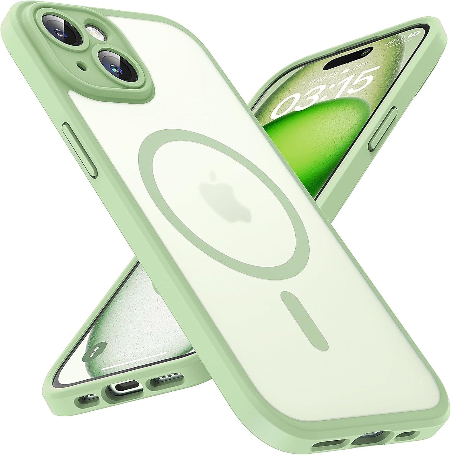 TOCOL Magnetic for iPhone 15 Case 6.1-Inch, Fit for MagSafe, Upgraded Full Camera Protection, 14FT Military Grade Shockproof Thin Slim Frosted Translucent Matte Back Phone Cover (Titan Gray)