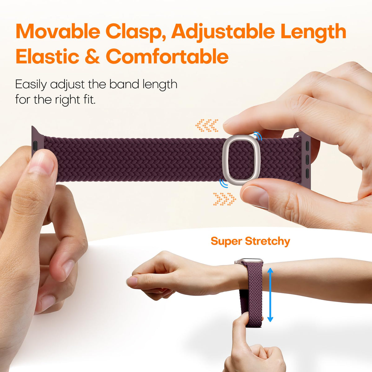 TOCOL Compatible with Apple Watch Bands for Women Men Braided Stretchy Band