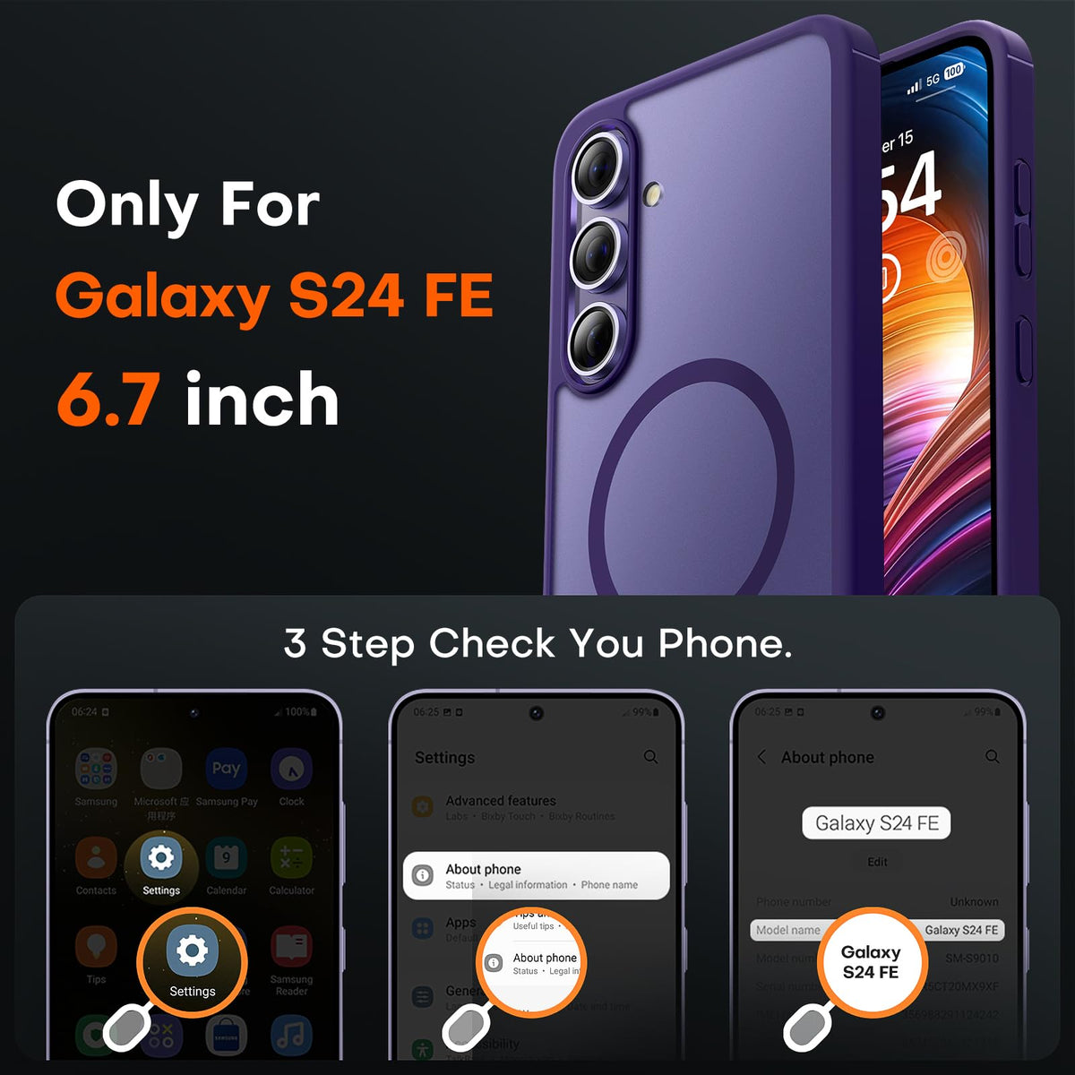 TOCOL for Samsung Galaxy S24 FE Case, Fit for MagSafe, Midnight Purple