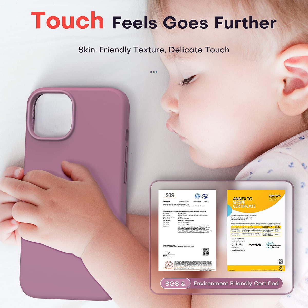 TOCOL 5 in 1 for iPhone 14 Case, with 2 Pack Screen Protector + 2 Pack Camera Lens Protector, Liquid Silicone Phone Case for iPhone 14, Lilac Purple