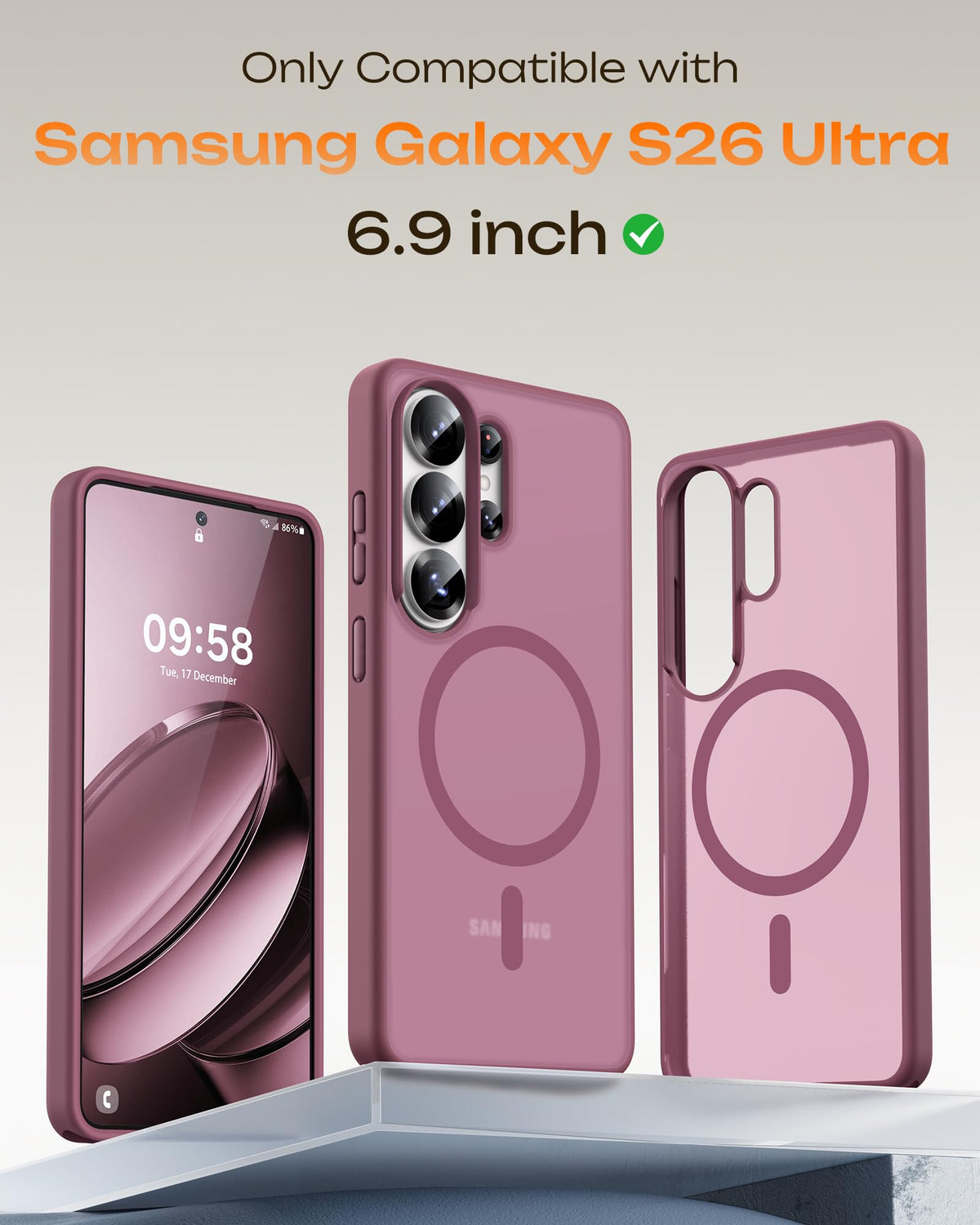 TOCOL for Samsung Galaxy S26 Ultra Case, Compatible with MagSafe, Plum