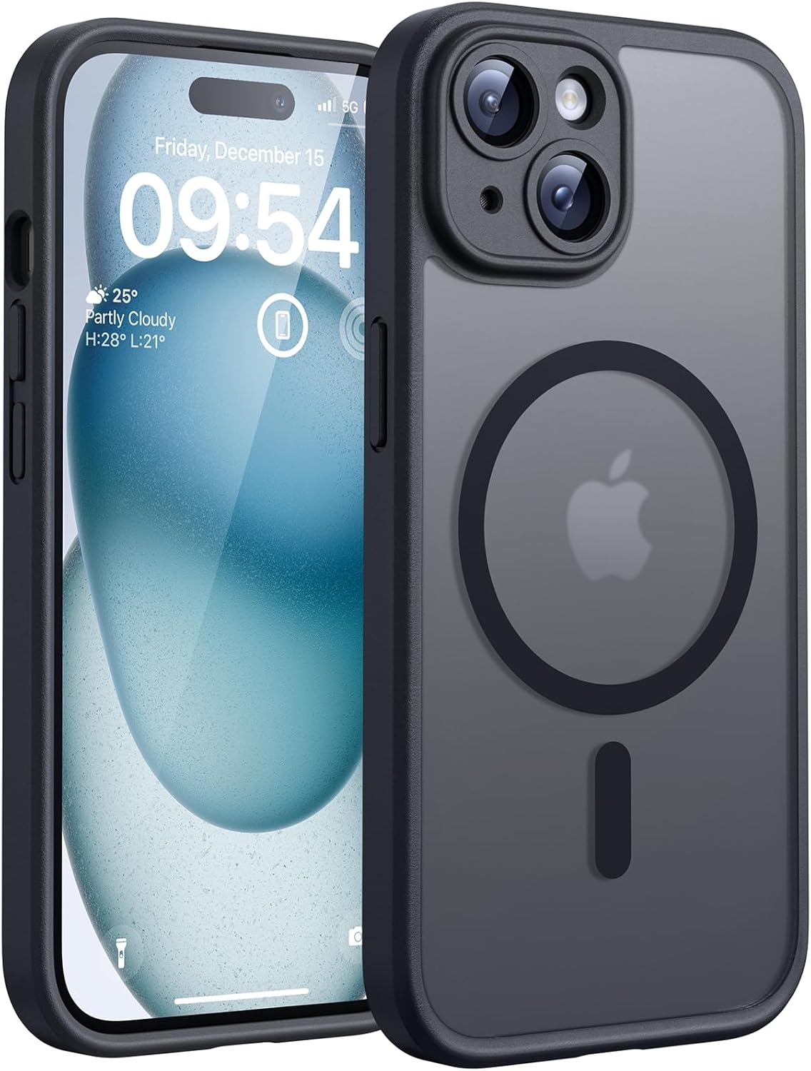 TOCOL Magnetic for iPhone 15 Case 6.1-Inch, Fit for MagSafe, Upgraded Full Camera Protection, 14FT Military Grade Shockproof Thin Slim Frosted Translucent Matte Back Phone Cover (Titan Gray)