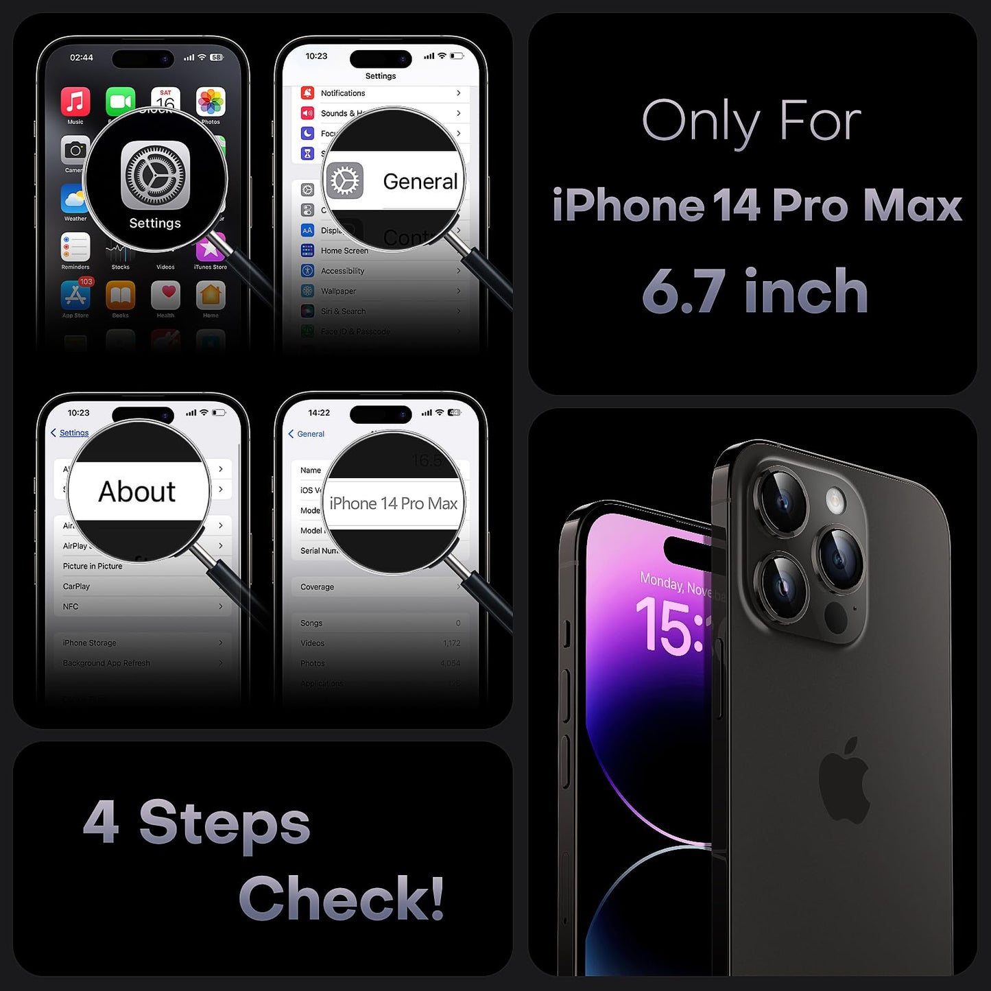 TOCOL for iPhone 14 Pro Max Case, Compatible with MagSafe, Black