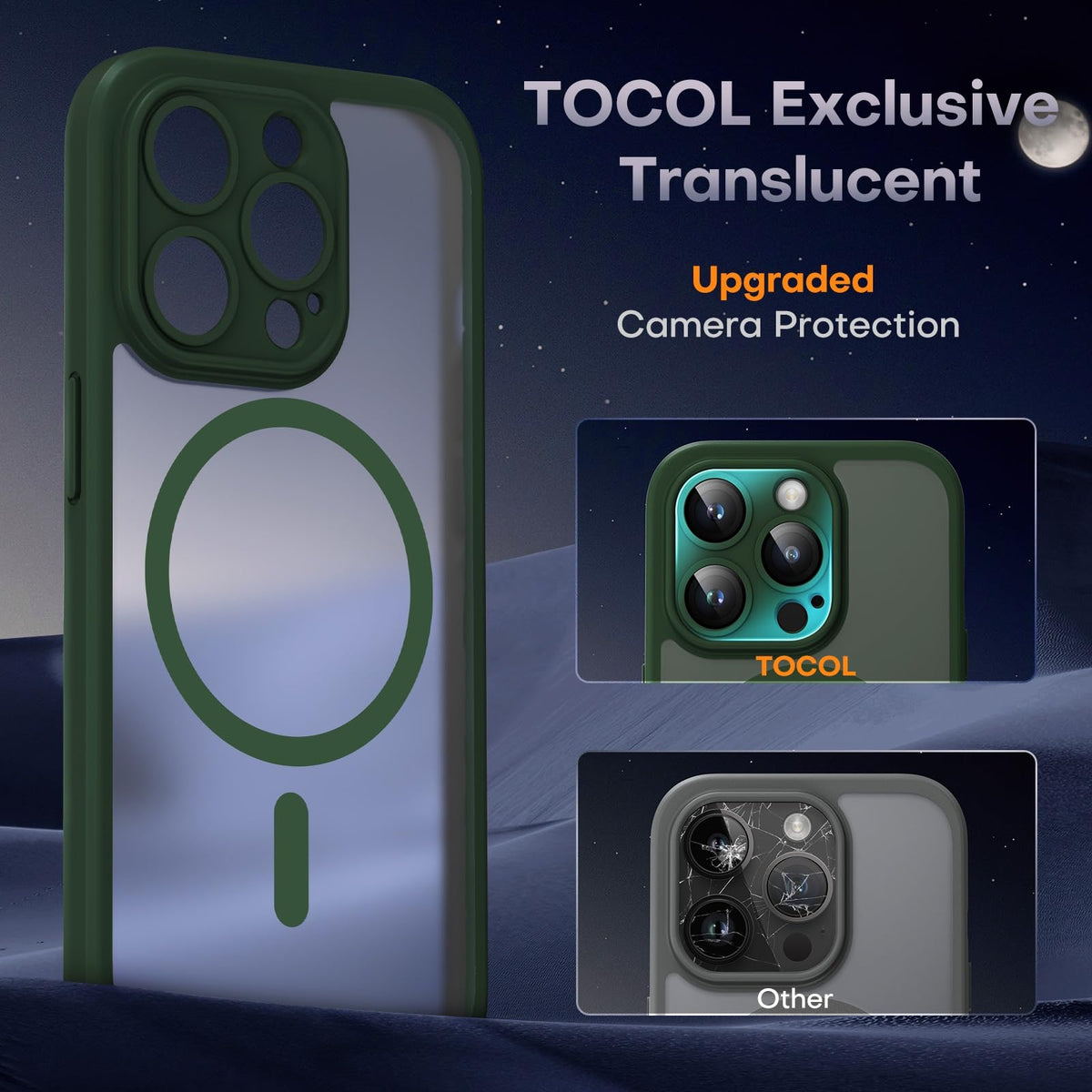TOCOL for iPhone 13 Pro Case, Compatible with MagSafe, Alpine Green