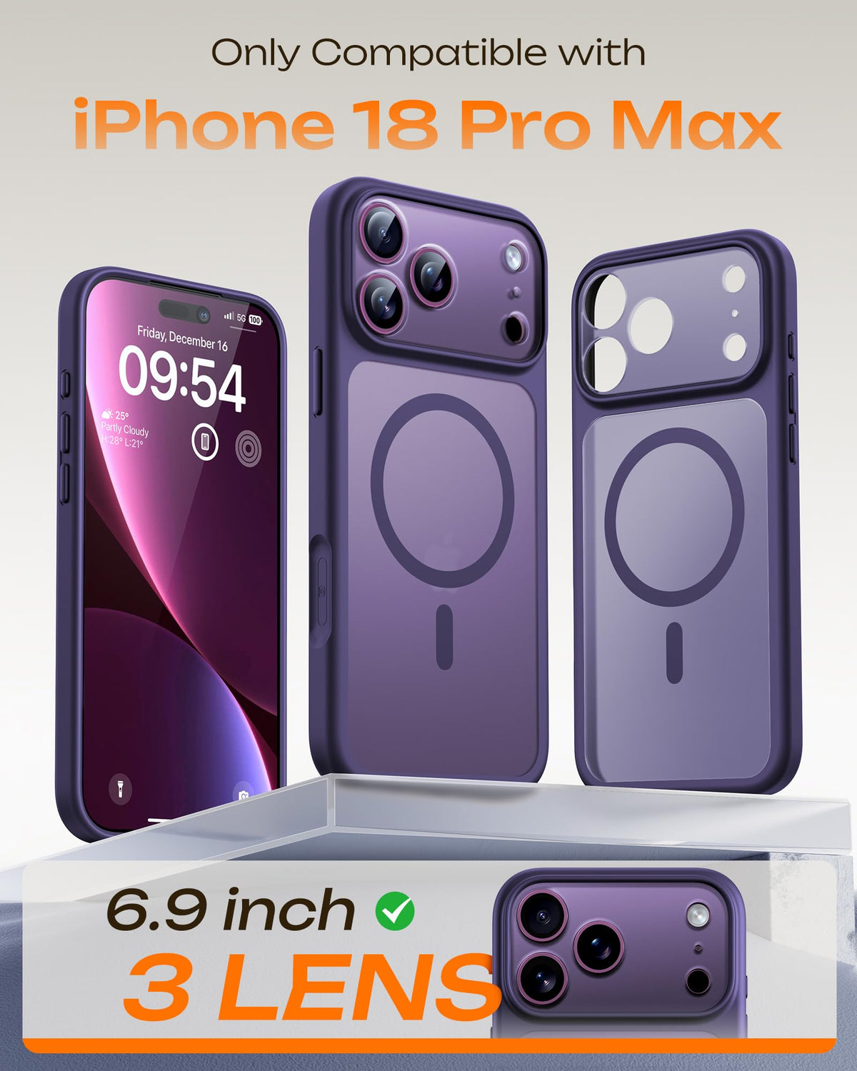 TOCOL for iPhone 18 Pro Max Case, Compatible with MagSafe, Midnight Purple
