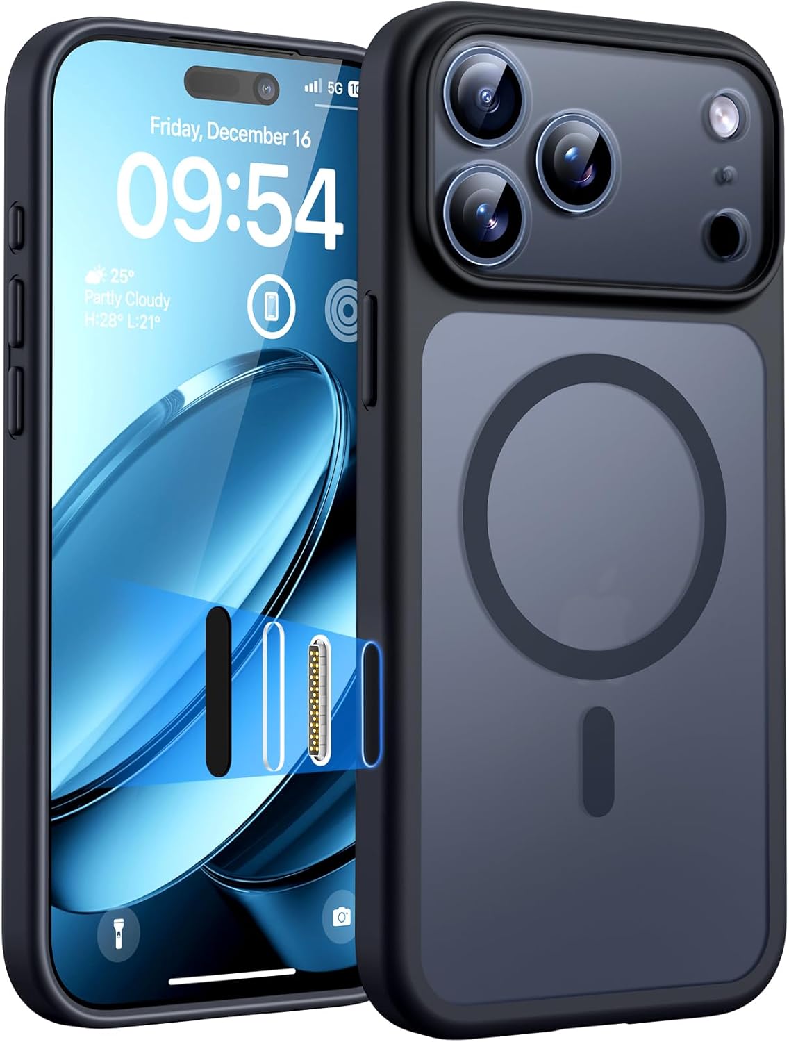 TOCOL Magnetic for iPhone 17 Pro Case 6.3-Inch, Compatible with MagSafe, Full Camera Protection, Built-in Magnetic Ring, Drop Protection Shockproof Slim Translucent Matte Phone Cove