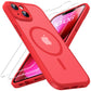 TOCOL Magnetic for iPhone 13 Case 6.1-Inch, Fit for MagSafe, Upgraded [Full Camera Protection], [14FT Military Grade Drop Tested] Shockproof Slim Translucent Matte Back Phone Cover (Red)